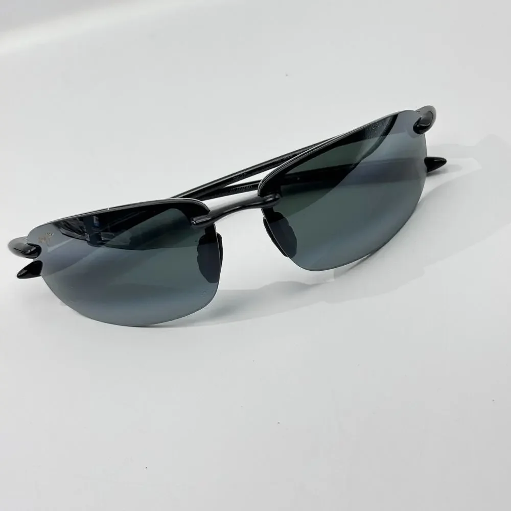 Maui Jim Sunglasses Ho'okipa MP MJ0407 001 Black Wrap Frame Gray Polarized Lens